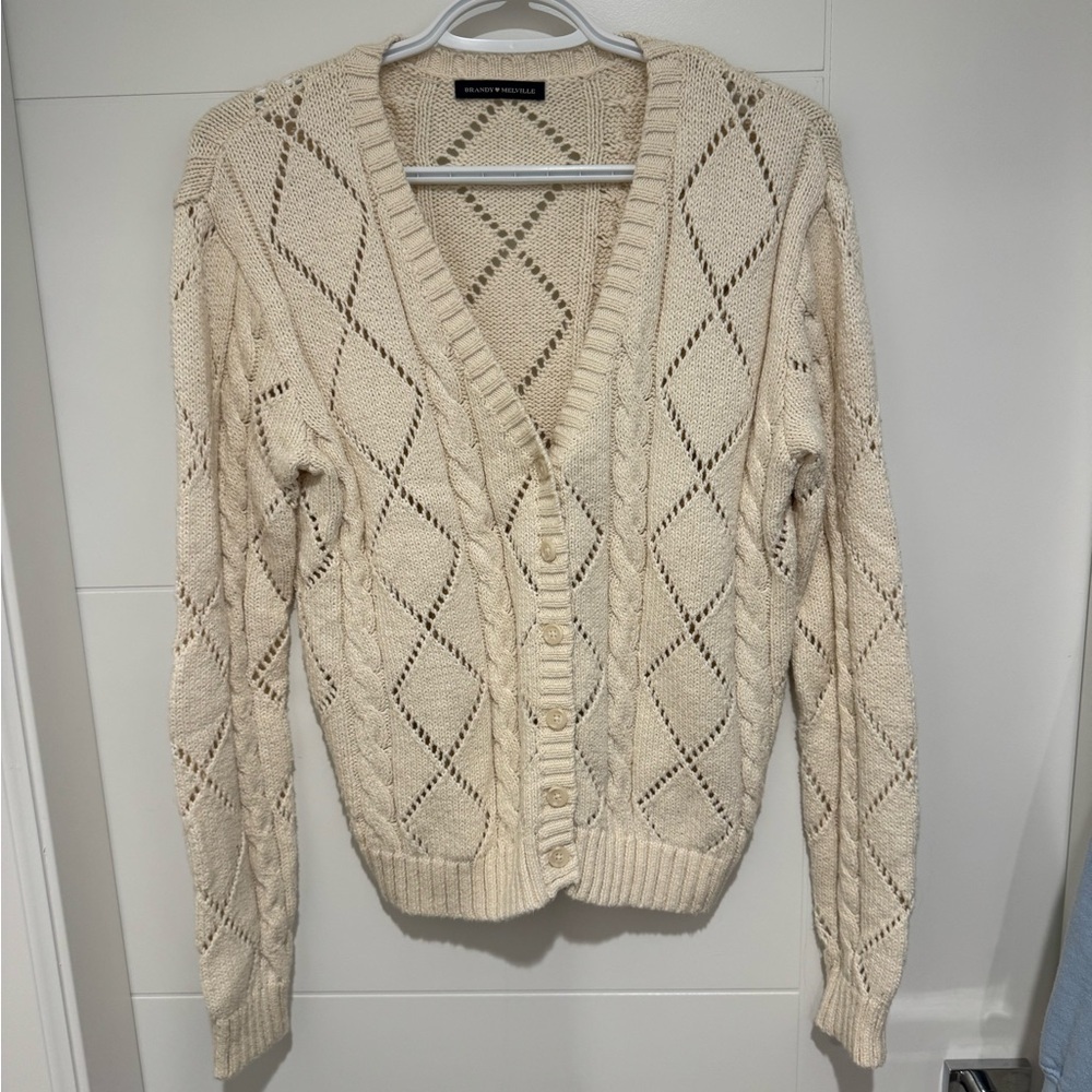 Brandy Melville cream knit 100% cotton cardigan